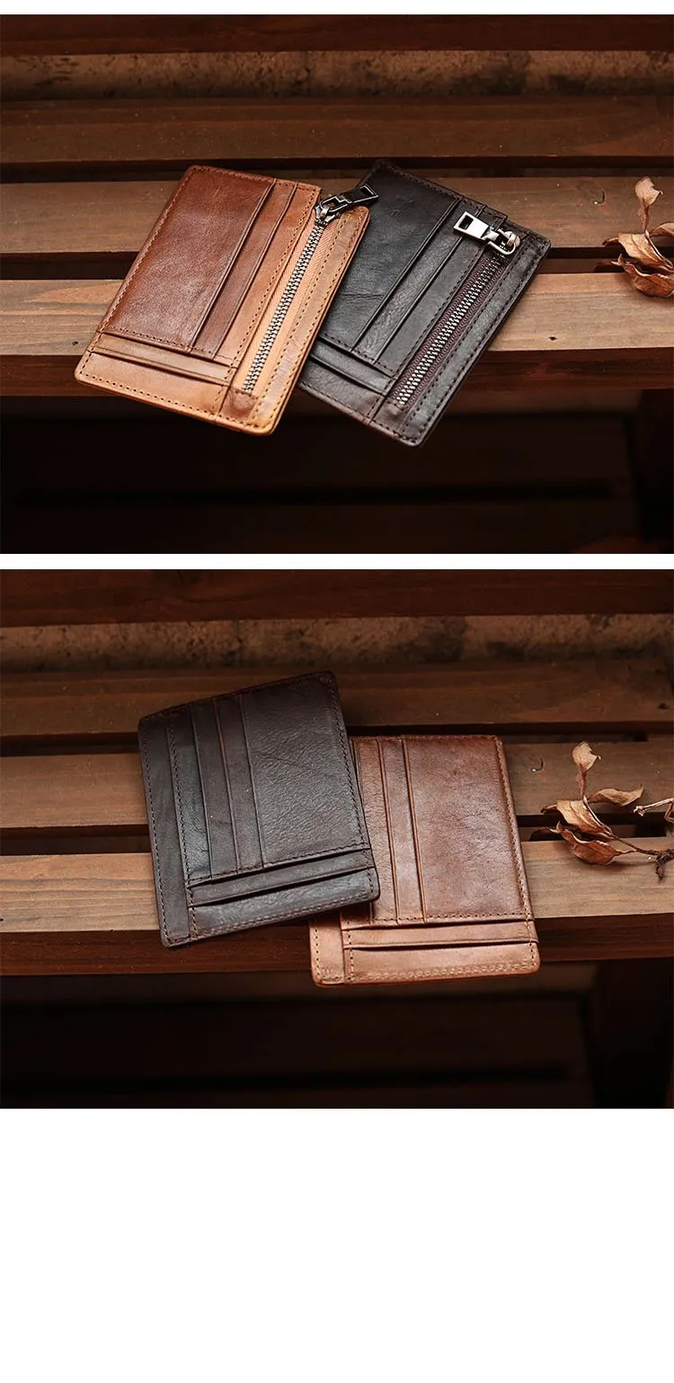 Ultra Thin Leather Mens Front Pocket Wallet Slim billfold Wallet License Small Wallet For Men
