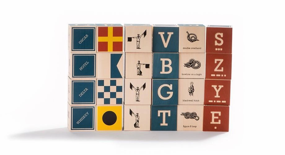 Uncle Goose Nautical Blocks w/ Canvas Bag
