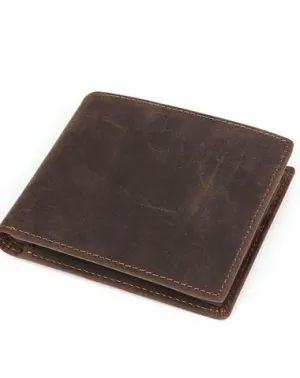 Vintage Bifold Leather Mens Wallet Small Wallet billfold Front Pocket Wallets for Men