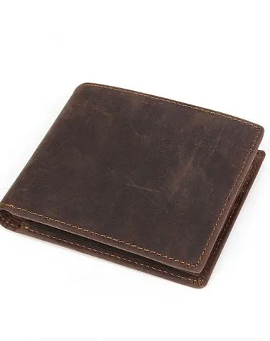 Vintage Bifold Leather Mens Wallet Small Wallet billfold Front Pocket Wallets for Men