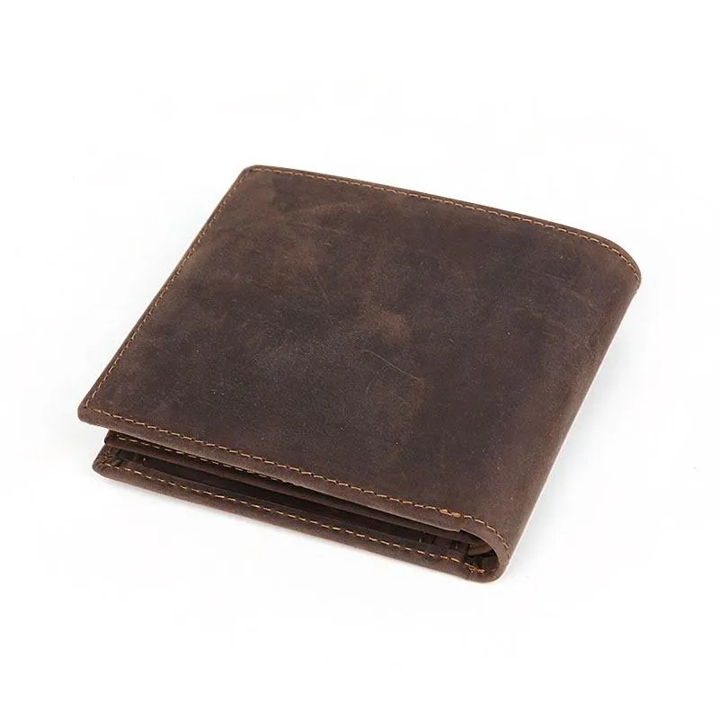 Vintage Bifold Leather Mens Wallet Small Wallet billfold Front Pocket Wallets for Men
