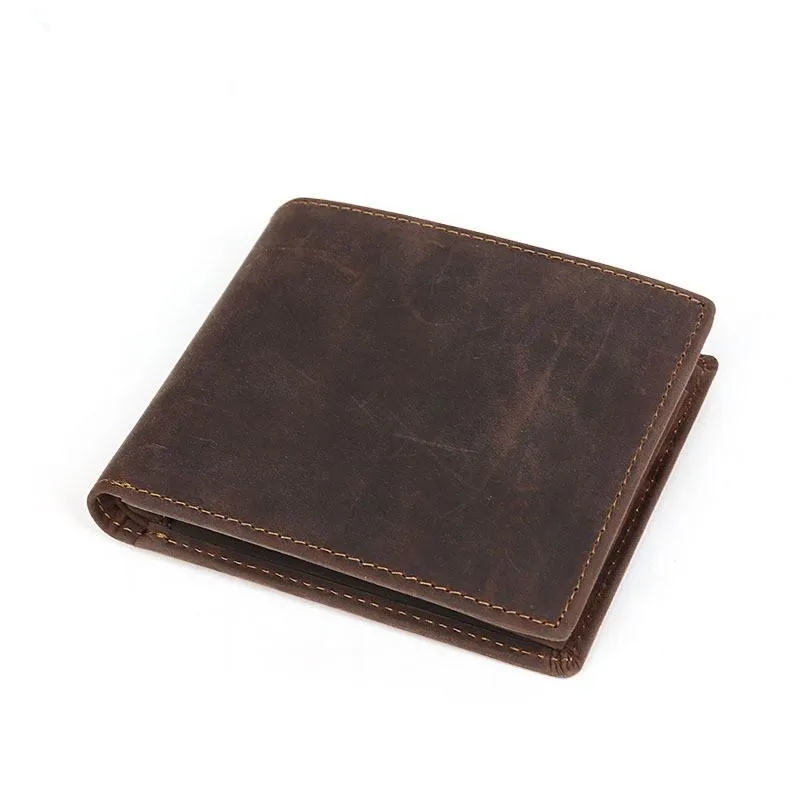 Vintage Bifold Leather Mens Wallet Small Wallet billfold Front Pocket Wallets for Men