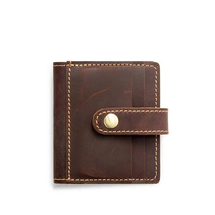 VINTAGE BROWN LEATHER MEN'S FRONT POCKET WALLETs Dark Brown SLIM CARD billfold WALLET SMALL WALLET FOR MEN