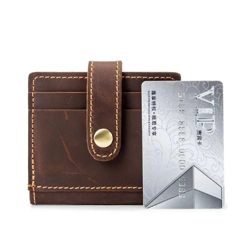 VINTAGE BROWN LEATHER MEN'S FRONT POCKET WALLETs Dark Brown SLIM CARD billfold WALLET SMALL WALLET FOR MEN