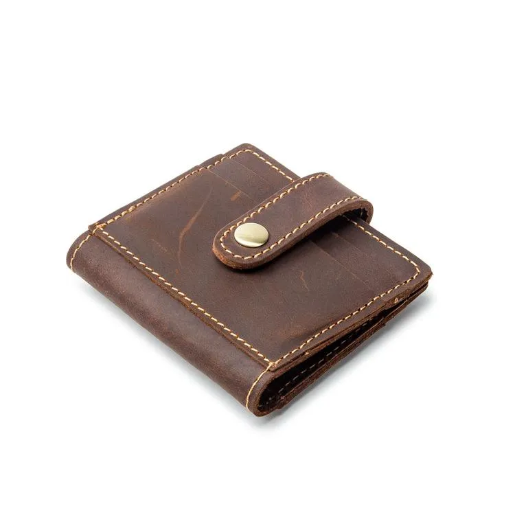 VINTAGE BROWN LEATHER MEN'S FRONT POCKET WALLETs Dark Brown SLIM CARD billfold WALLET SMALL WALLET FOR MEN