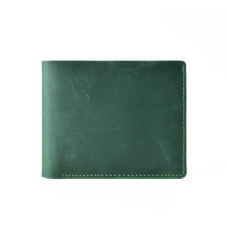 Vintage Brown Leather Men's Small Bifold Wallet Black Slim billfold Wallet For Men