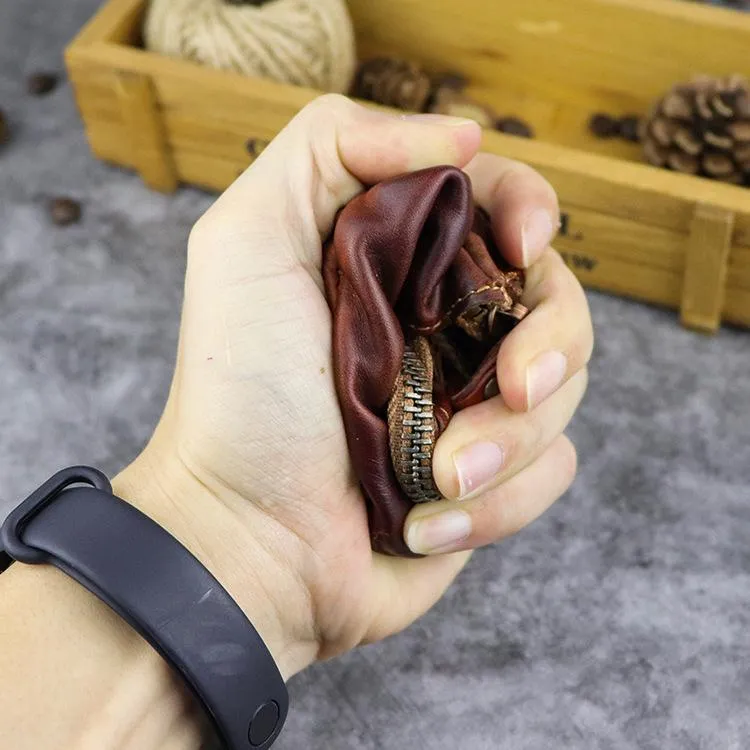 Vintage Brown Mens Leather Small Card Wallet Front Pocket Wallet Change Wallet for Men