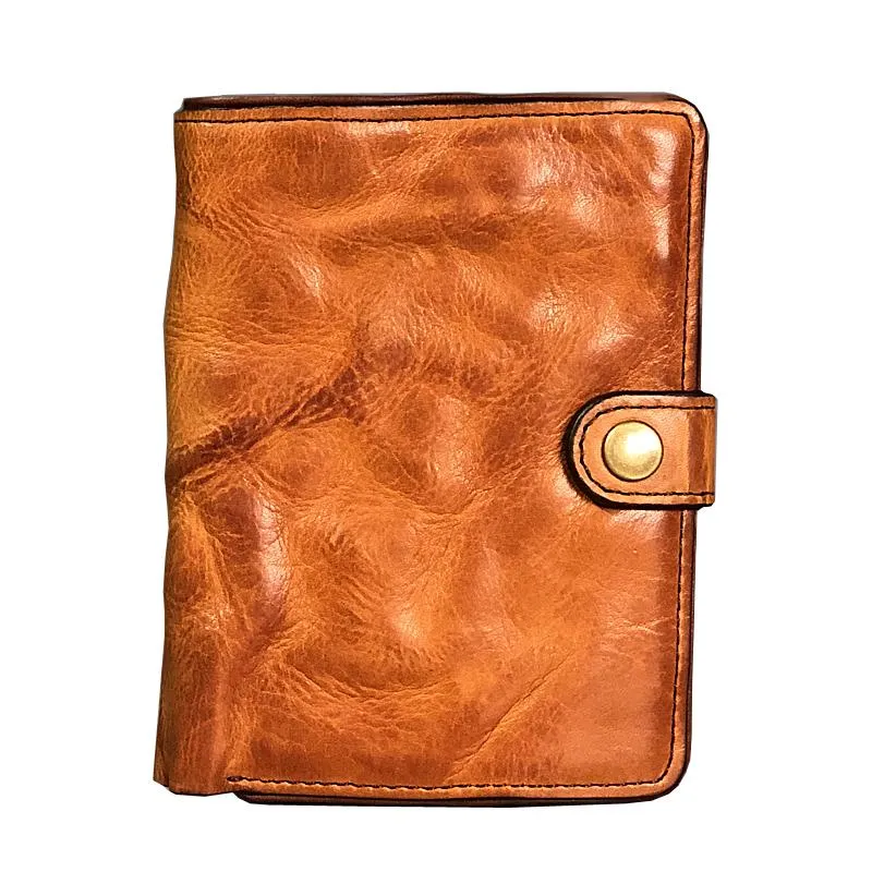 Vintage Handmade Black Leather Mens billfold Leather Wallet Men Tan Bifold Small Wallets for Men
