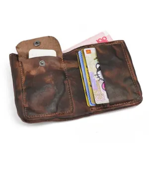 Vintage Handmade Red Mens Leather Bifold billfold Wallet Green Small Wallet for Men