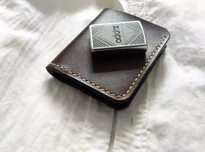 Vintage Leather Coffee Mens Small Wallet Leather billfold Bifold Wallets for Men