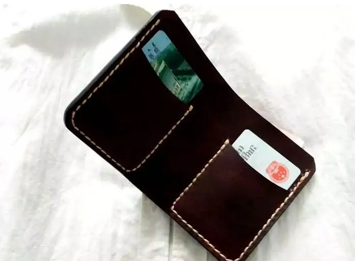 Vintage Leather Coffee Mens Small Wallet Leather billfold Bifold Wallets for Men