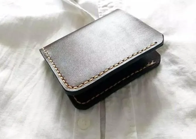 Vintage Leather Coffee Mens Small Wallet Leather billfold Bifold Wallets for Men