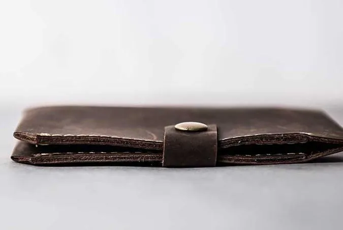 Vintage Leather Men Small Bifold Wallet billfold Wallet for Men
