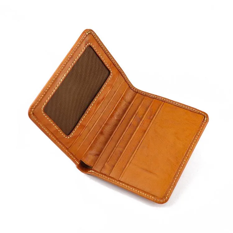 Vintage Leather Men's Bifold Small Wallet Front Pocket Wallet billfold Wallet For Men