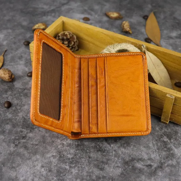 Vintage Leather Men's Bifold Small Wallet Front Pocket Wallet billfold Wallet For Men