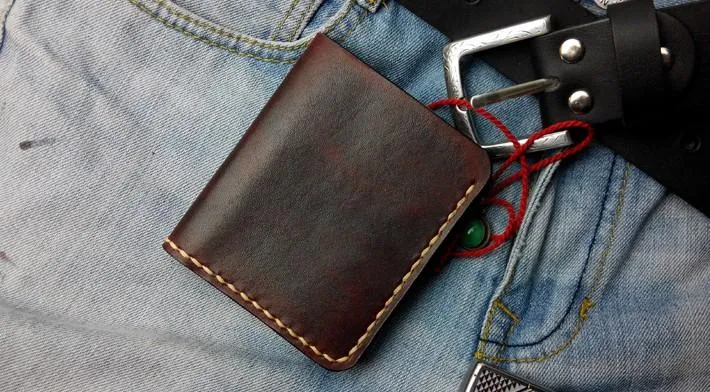 Vintage Leather Mens Bifold Small Wallet Leather Small Wallets billfold Wallet for Men