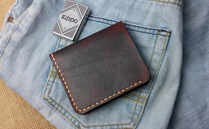 Vintage Leather Mens Bifold Small Wallet Leather Small Wallets billfold Wallet for Men