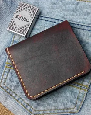 Vintage Leather Mens Bifold Small Wallet Leather Small Wallets billfold Wallet for Men