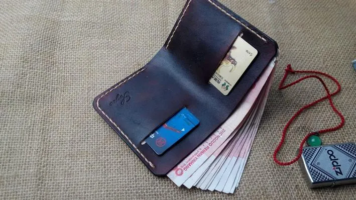 Vintage Leather Mens Bifold Small Wallet Leather Small Wallets billfold Wallet for Men