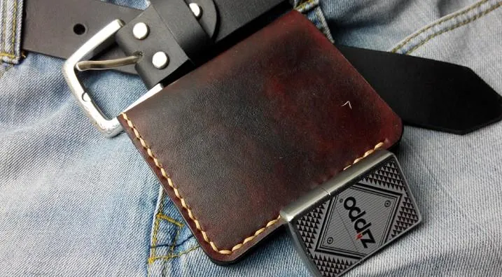 Vintage Leather Mens Bifold Small Wallet Leather Small Wallets billfold Wallet for Men