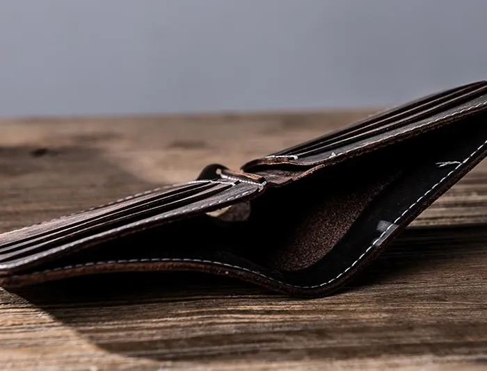 Vintage Leather Mens Small Wallet Bifold billfold Wallet for Men