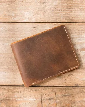 Vintage Leather Mens Small Wallets Bifold Slim billfold Front Pocket Wallet for Men