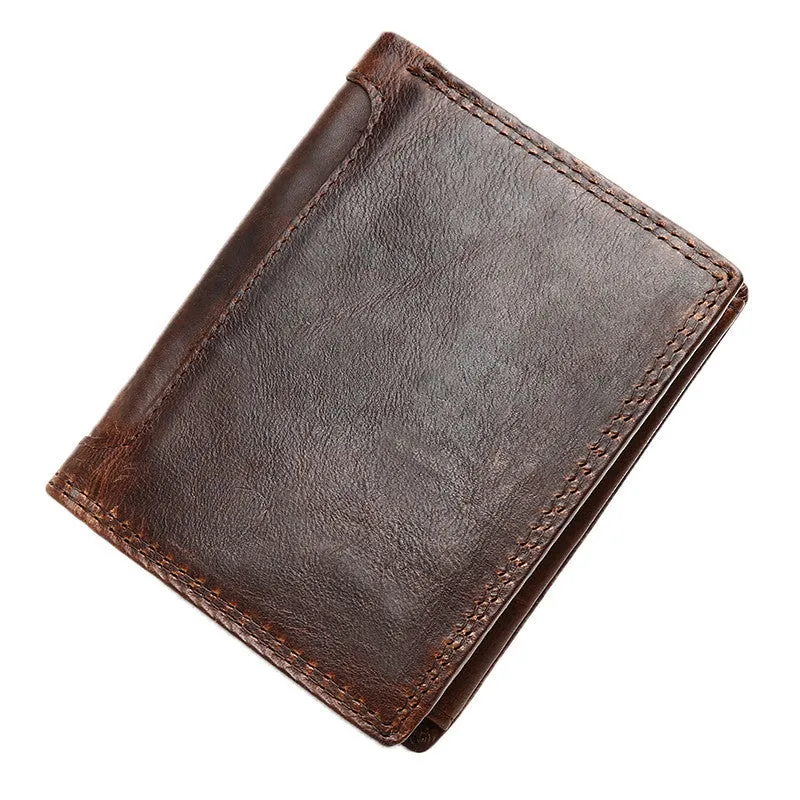 Vintage Leather Small Mens Wallet Bifold billfold Wallet for Men