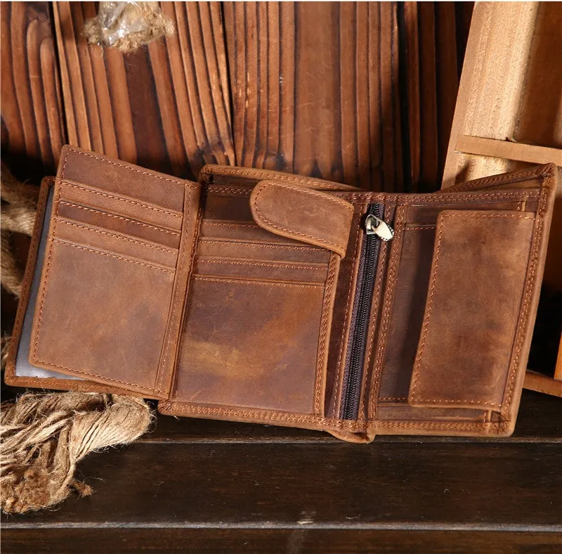 Vintage Leather Small Mens Wallet Bifold billfold Wallet for Men