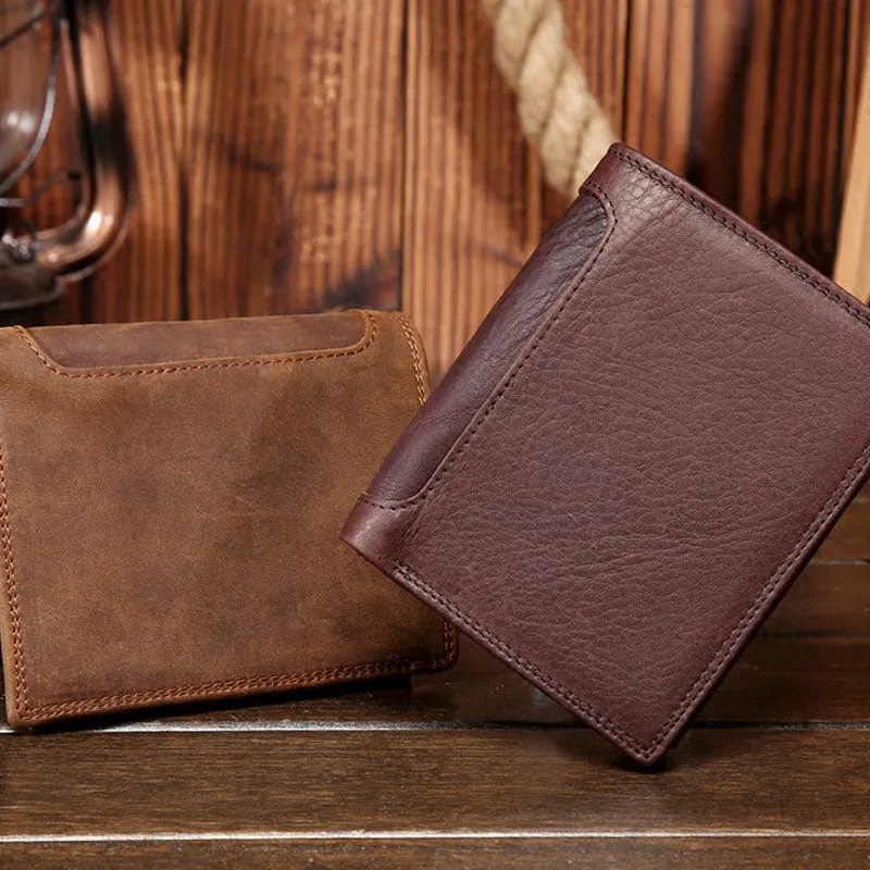 Vintage Leather Small Mens Wallet Bifold billfold Wallet for Men