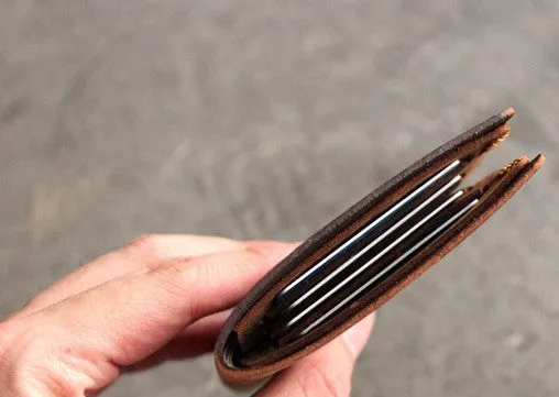 Vintage LEATHER Womens Small Wallet Bifold Leather billfold Wallet FOR Women