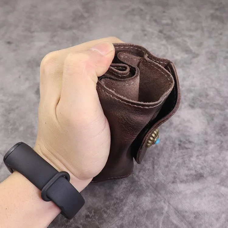 Vintage Mens Black Leather Billfold Leather Slim Wallets for Men Small Wallets for Men