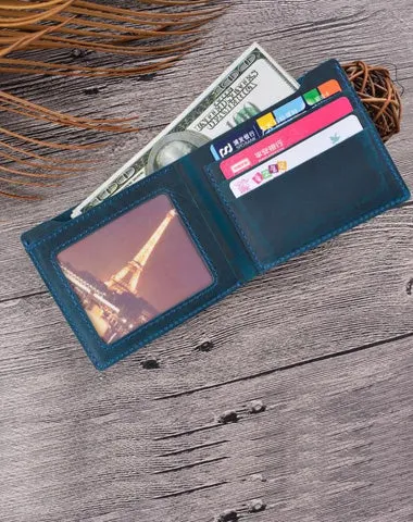 Vintage Mens Brown Leather's Bifold Small Wallet Black billfold Front Pocket Wallet For Men