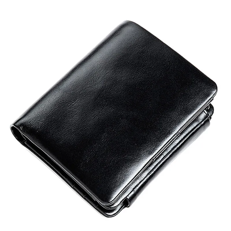 Vintage Mens Cool Small Leather Trifold Wallet Men billfold Zipper Wallets for Men