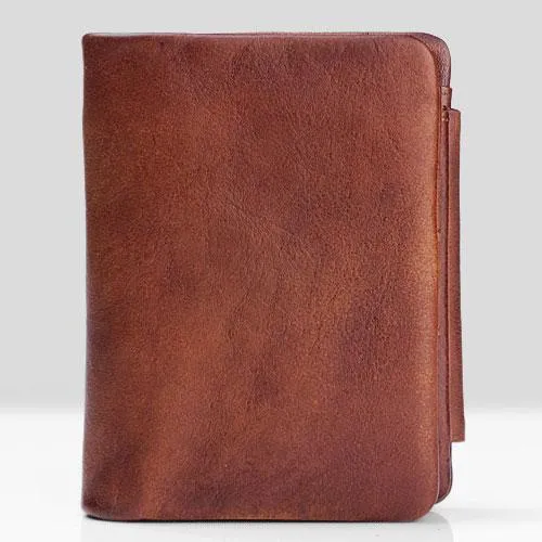 Vintage Mens Cool Small Leather Trifold Wallet Men billfold Zipper Wallets for Men