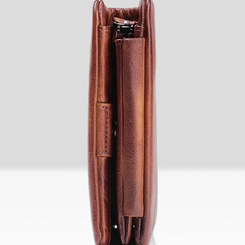Vintage Mens Cool Small Leather Trifold Wallet Men billfold Zipper Wallets for Men