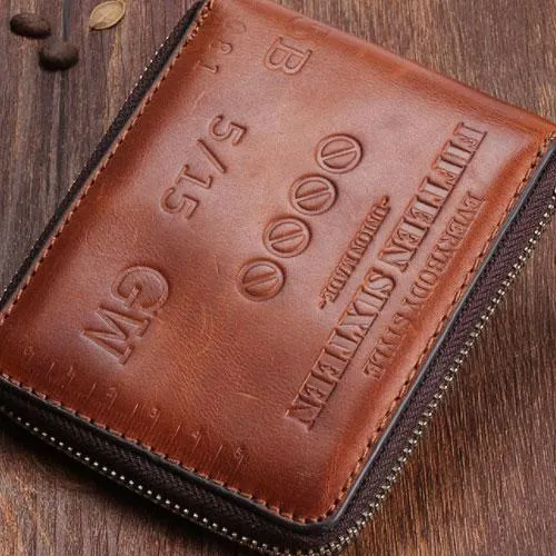 Vintage Mens Cool Small Leather Wallets Men billfold Wallets Bifold for Men