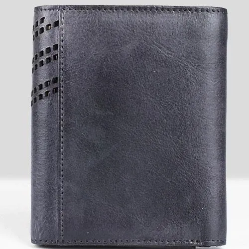 Vintage Mens Cool Small Trifold Leather Wallet Men billfold Zipper Wallets for Men