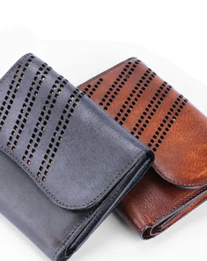 Vintage Mens Cool Small Trifold Leather Wallet Men billfold Zipper Wallets for Men