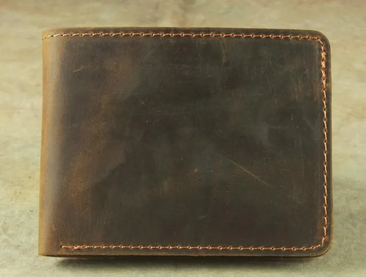 Vintage Mens Leather Slim Bifold Small Wallet Cool billfold Slim Small Wallet for Men