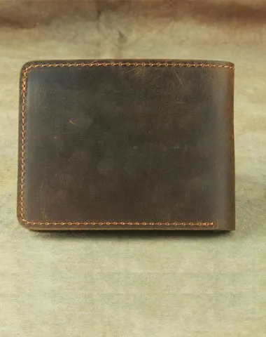 Vintage Mens Leather Slim Bifold Small Wallet Cool billfold Slim Small Wallet for Men