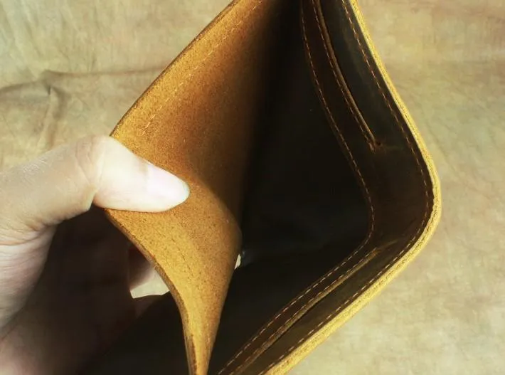 Vintage Mens Leather Slim Bifold Small Wallet Cool billfold Slim Small Wallet for Men