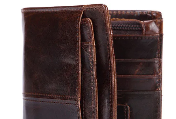 Vintage Mens Wallet billfold Slim Bifold Wallet Genuine Leather Card Wallet for Men