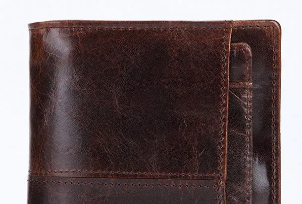 Vintage Mens Wallet billfold Slim Bifold Wallet Genuine Leather Card Wallet for Men