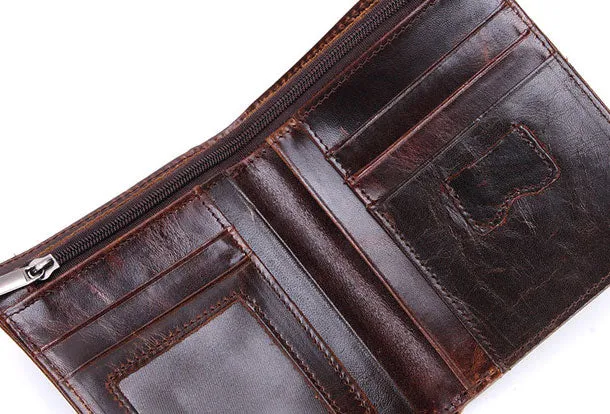 Vintage Mens Wallet billfold Slim Bifold Wallet Genuine Leather Card Wallet for Men