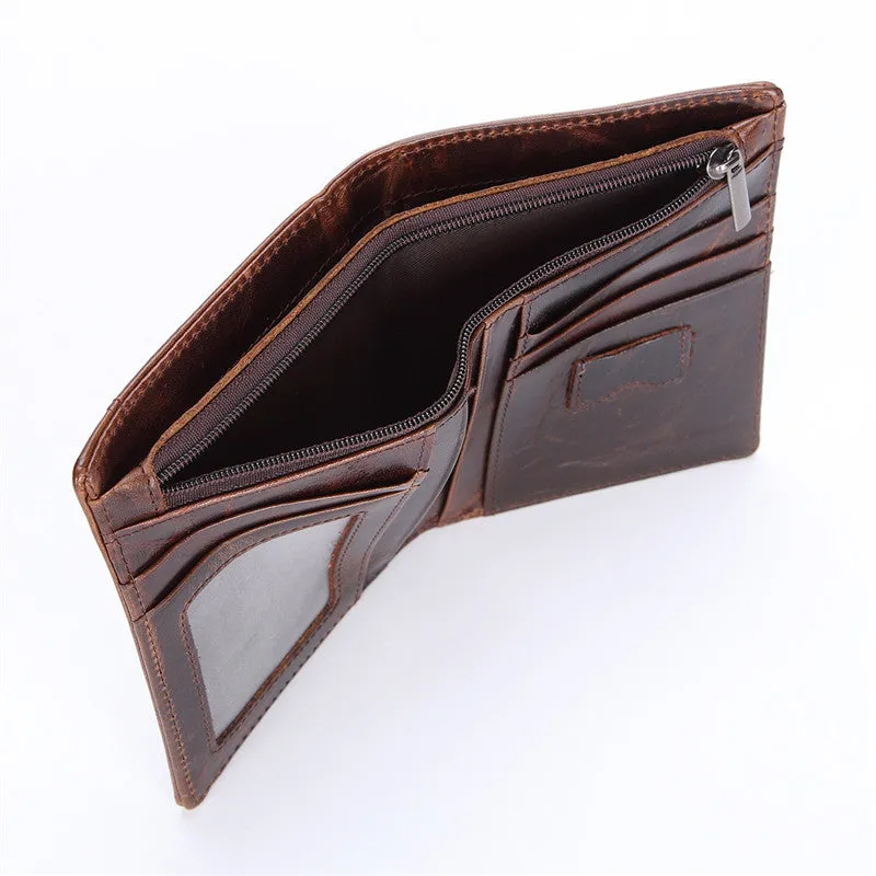 Vintage Mens Wallet billfold Slim Bifold Wallet Genuine Leather Card Wallet for Men