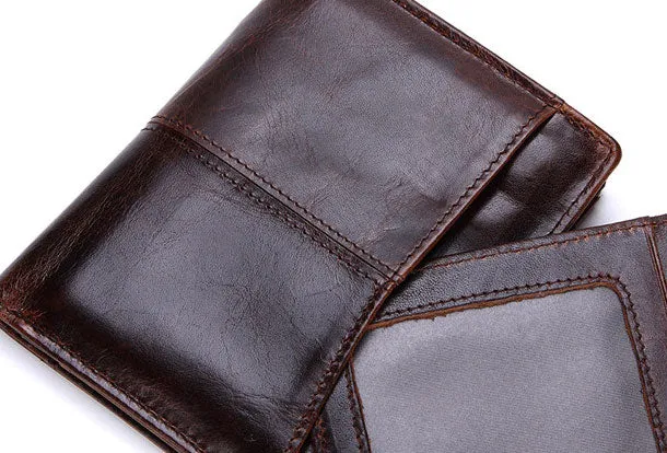 Vintage Mens Wallet billfold Slim Bifold Wallet Genuine Leather Card Wallet for Men