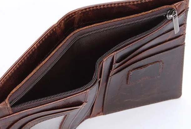 Vintage Mens Wallet billfold Slim Bifold Wallet Genuine Leather Card Wallet for Men