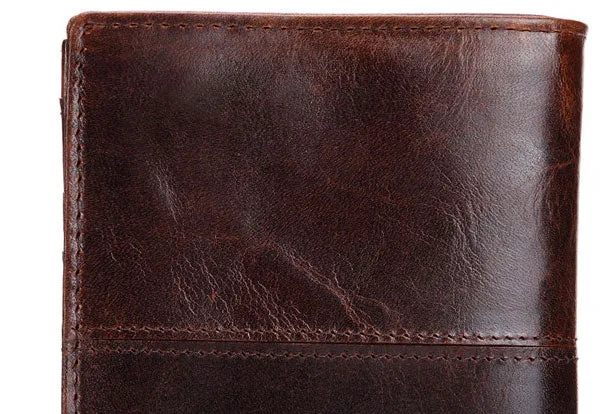 Vintage Mens Wallet billfold Slim Bifold Wallet Genuine Leather Card Wallet for Men