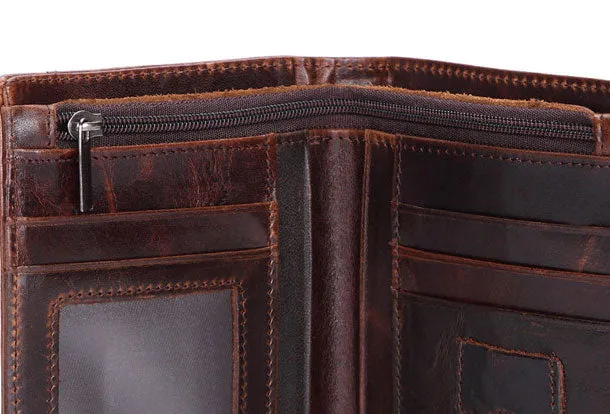 Vintage Mens Wallet billfold Slim Bifold Wallet Genuine Leather Card Wallet for Men