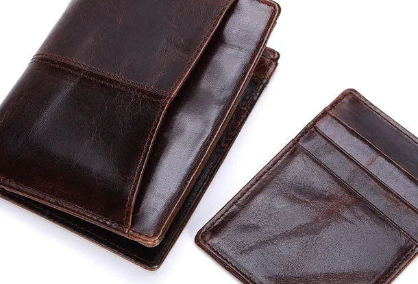 Vintage Mens Wallet billfold Slim Bifold Wallet Genuine Leather Card Wallet for Men